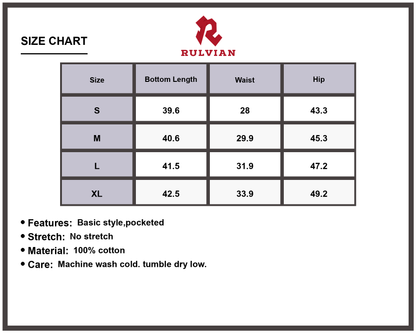 Size Chart - Men's Vintage Curved Cargo Jeans Pocketed Durable Versatile High Quality Casual Everyday Outdoor Workwear Rugged