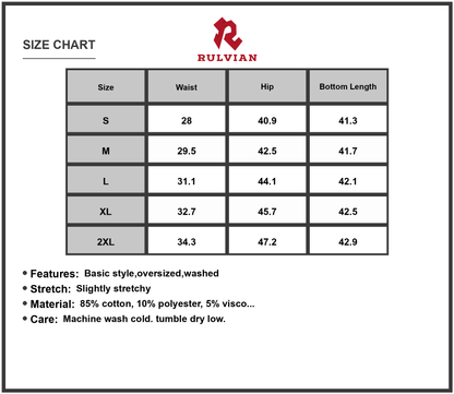 Size Chart - Men Relaxed Fit Oversized Wide Leg Jeans with Vintage Wash Slightly Stretchy Durable Denim Pants for Daily Use