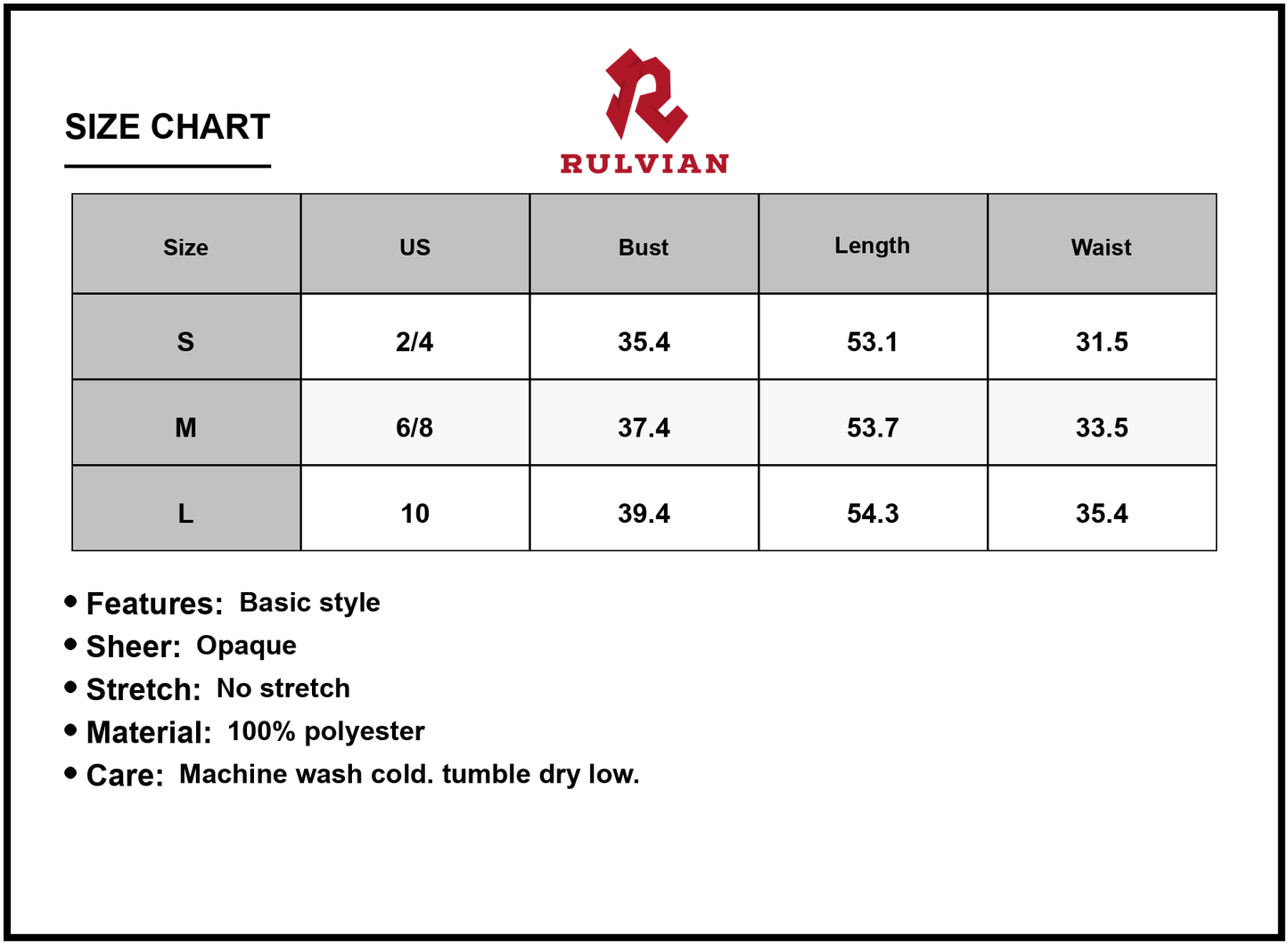 Size Chart - Women's Polka Dot Round Neck Sleeveless Midi Dress 100% Polyester Lightweight Chic Everyday Wardrobe For Spring Wear