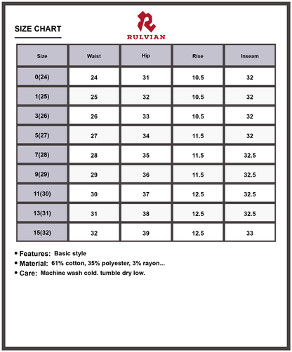 Size Chart - Women's High Waisted Wide Leg Jeans Classic Blue Denim Pants Full Length Flattering Silhouette Durable Versatile Everyday Essential