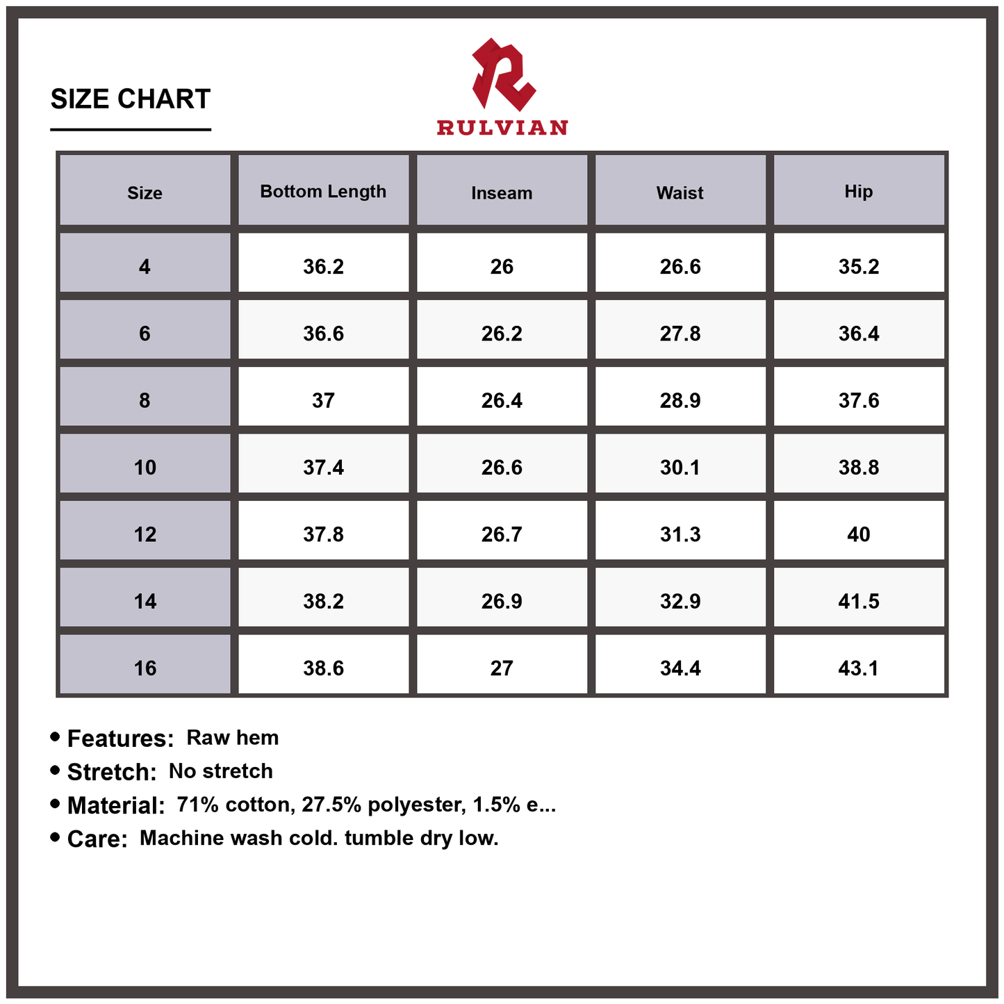 Size Chart - Women's High Waist Flared Jeans Raw Hem Mineral Wash Premium Denim Trendy Retro Bell Bottom Cut Fashionable Designer Pants