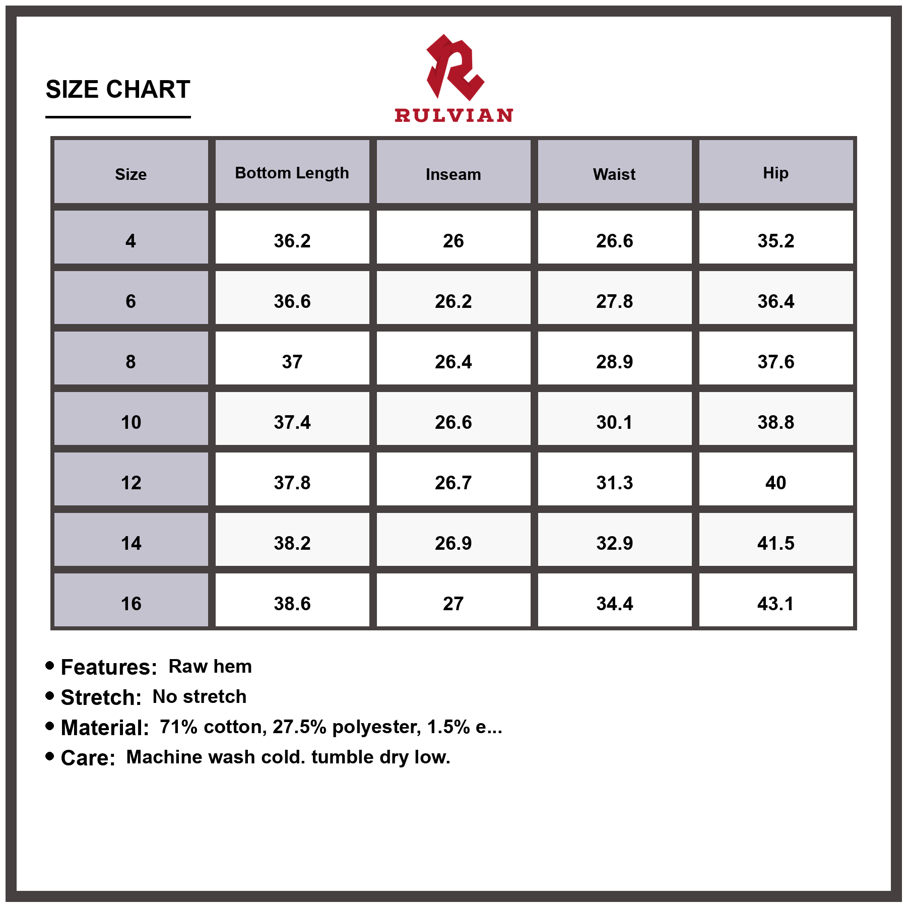 Size Chart - Women's High Waist Flared Jeans Raw Hem Mineral Wash Premium Denim Trendy Retro Bell Bottom Cut Fashionable Designer Pants