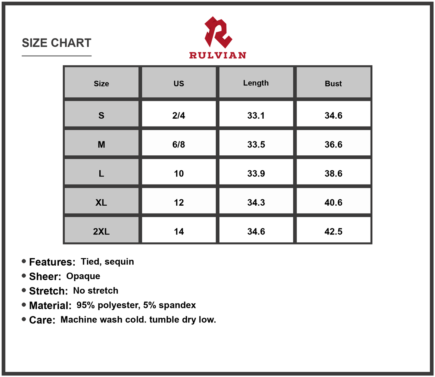 Size Chart - Gender: Women's