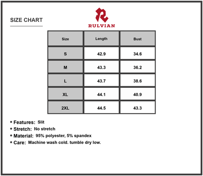 Size Chart - Women's Ruched Surplice Short Sleeve Dress 95% polyester 5% spandex for flattering fit and comfortable wear everyday