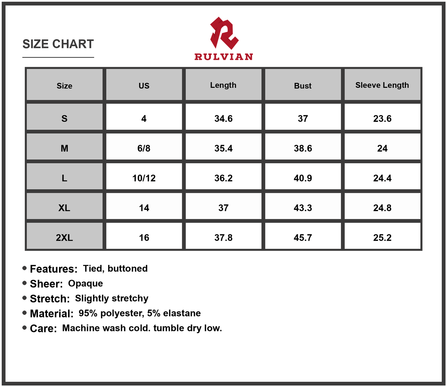Size Chart - Women's Velvet Round Neck Tie Waist Long Sleeve Mini Dress 95% polyester 5% elastane Everyday chic and evenings