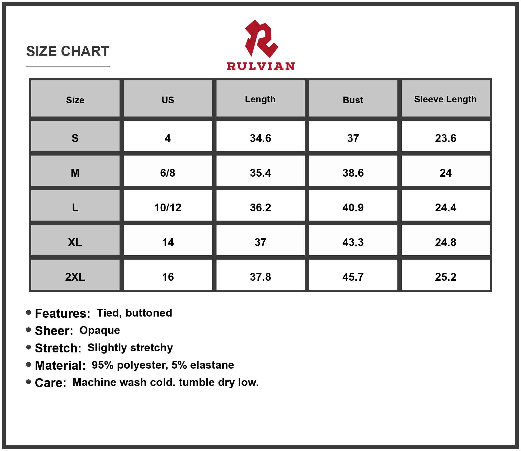 Size Chart - Women's Velvet Round Neck Tie Waist Long Sleeve Mini Dress 95% polyester 5% elastane Everyday chic and evenings