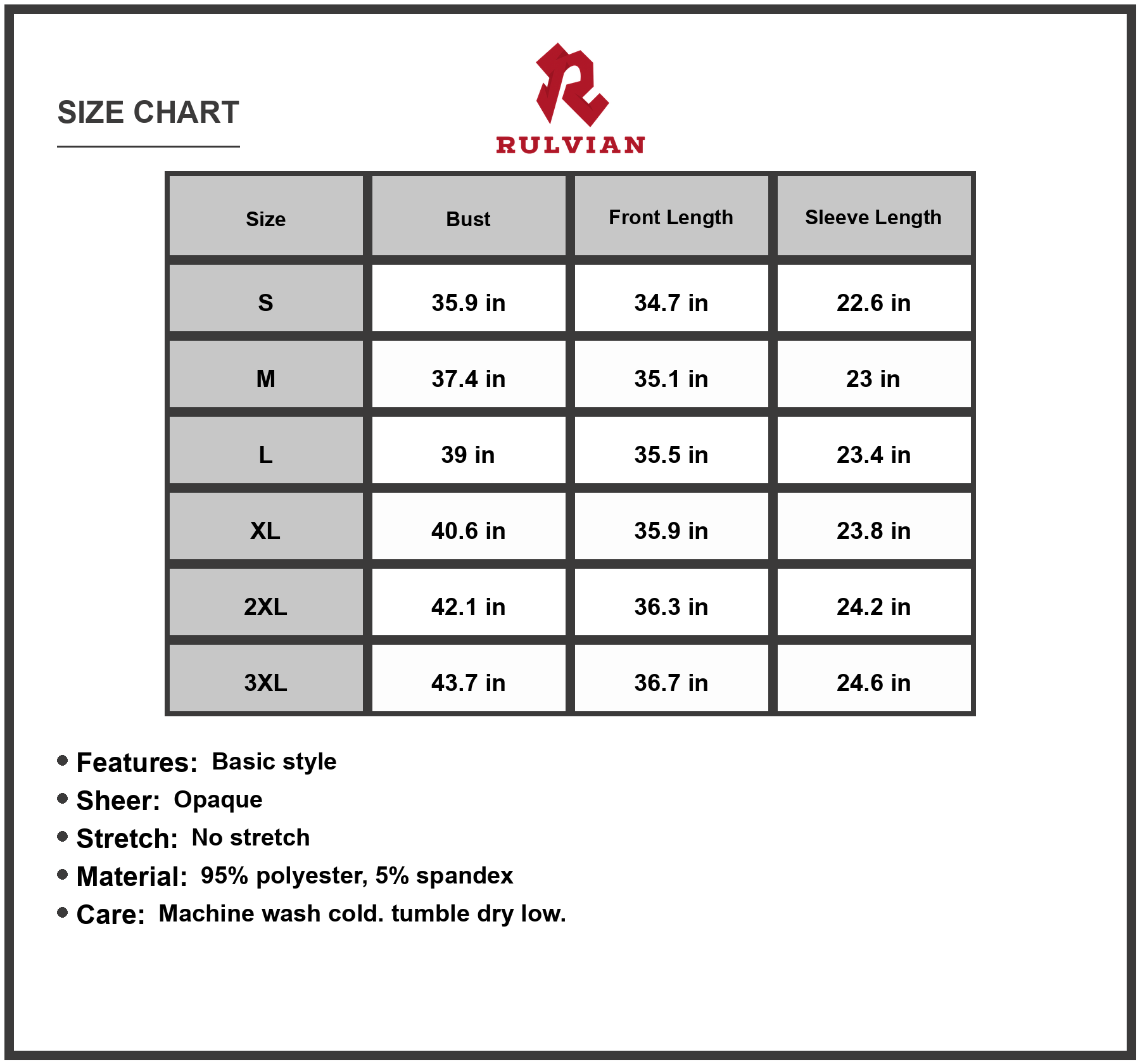 Size Chart - Women's Christmas Long Sleeve Dress For Holiday Party Featuring Ninety Five % Polyester And Five % Spandex Blend