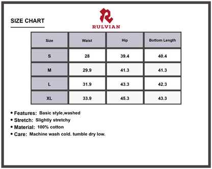 Size Chart - Men's Wide Leg Relaxed Fit Jeans Washed Slightly Stretchy Premium Quality Durable Denim Pants for Casual Everyday Versatile Wear