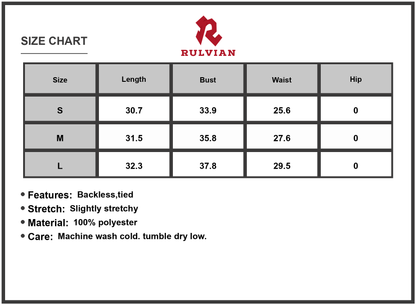Size Chart - Women's Backless Embroidered Halter Neck Mini Dress 100% Polyester Lightweight Summer Partywear for Summer Evenings