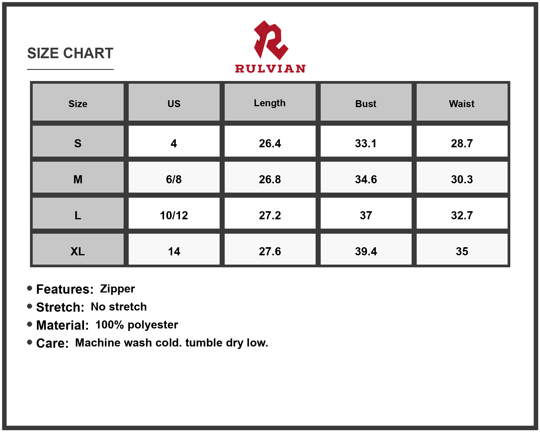 Size Chart - Women's Halter Neck Summer Mini Dress 100% Polyester fabric Lightweight With Zipper And Partially Lined For Daily Wear