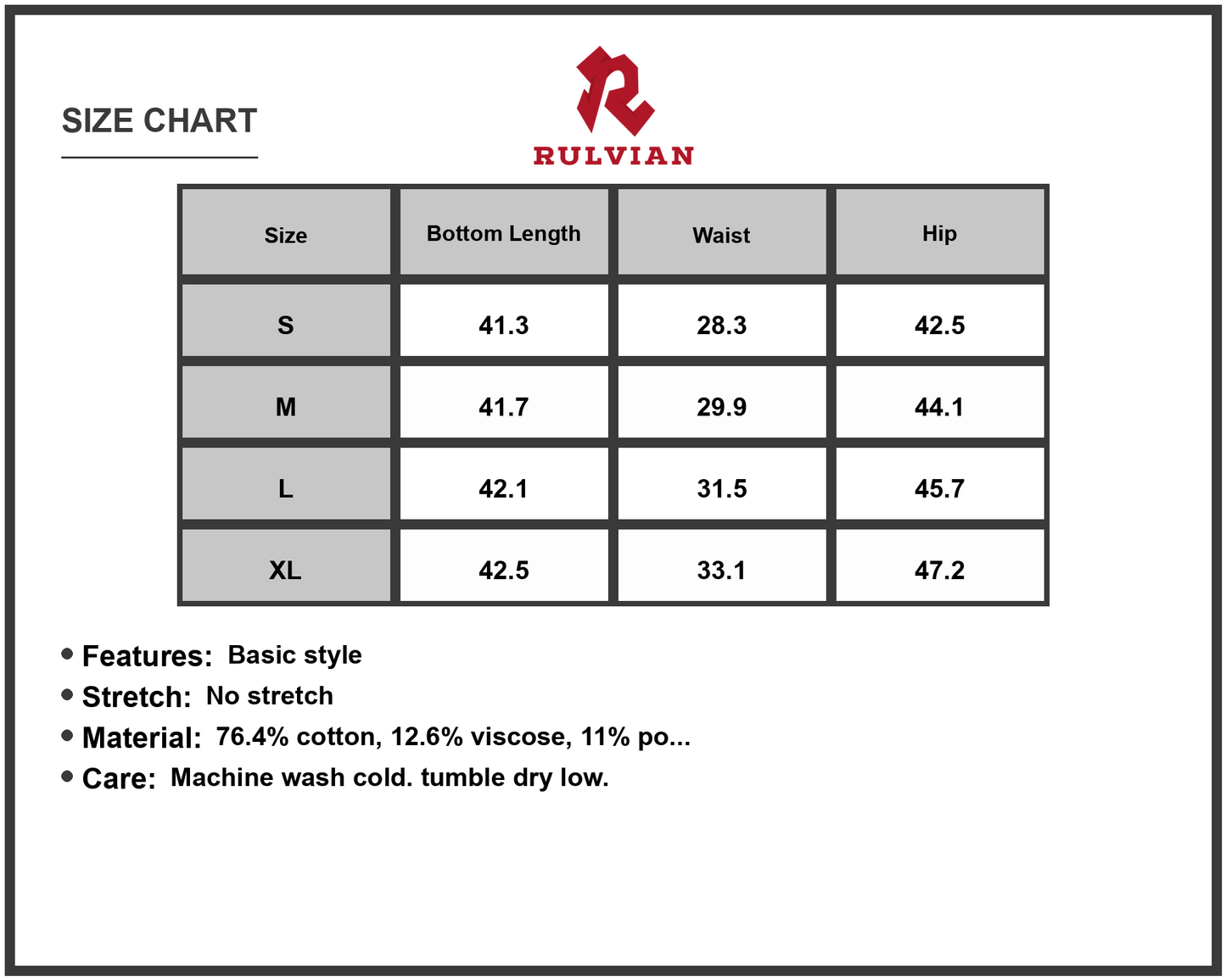 Size Chart - Men Loose Fit Jeans Classic Design Durable Straight Leg Bottoms for Everyday Casual Wear Versatile Performance Ready