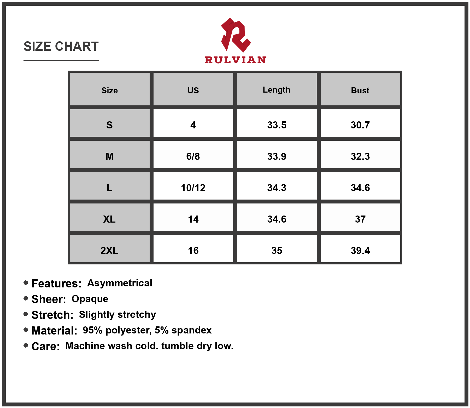 Size Chart - Women's Textured One Shoulder Mini Dress with Sheer Detail 95% polyester 5% spandex 33.5 in length for evening wear