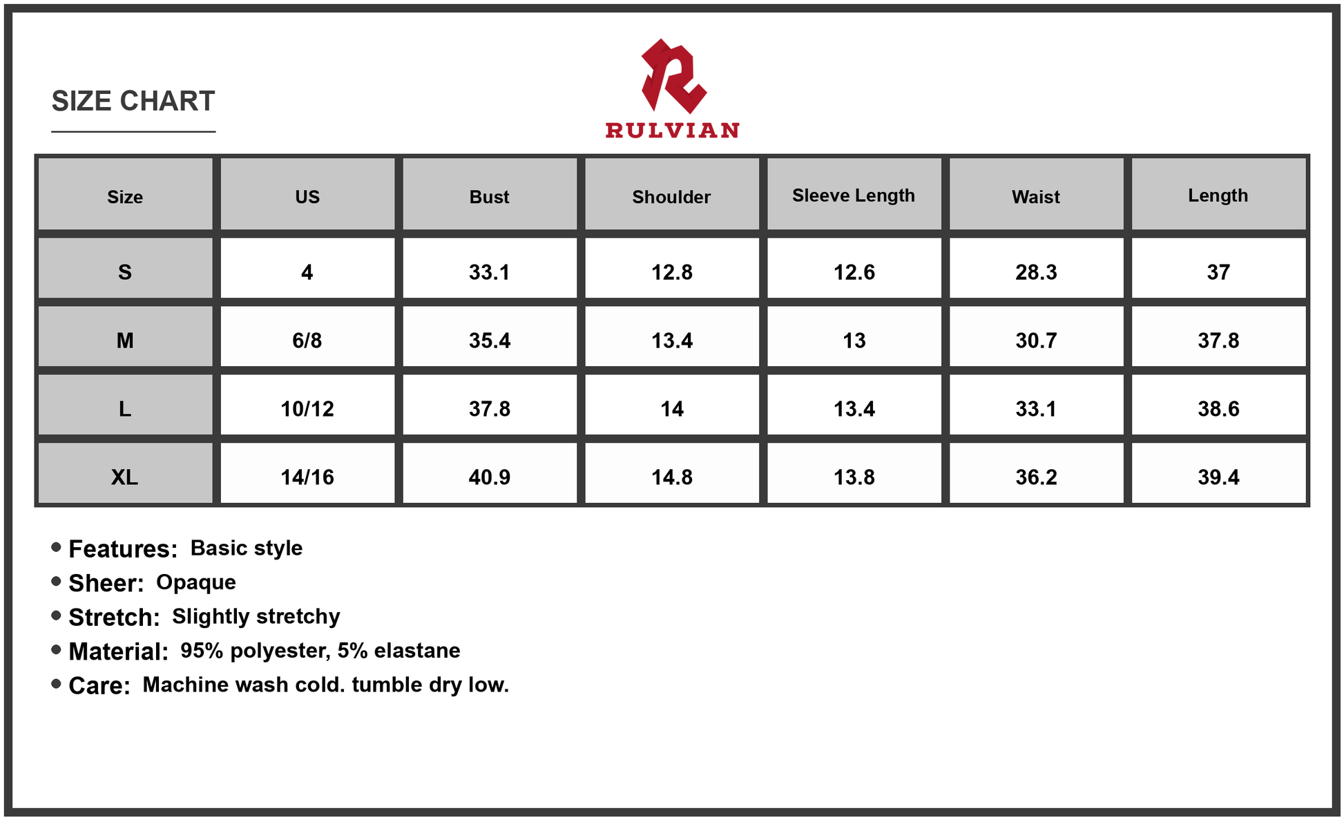 Size Chart - Women's Velvet Round Neck Puff Sleeve Dress 95% Polyester 5% Elastane Soft Stretchy Elegant Party Evening Gown