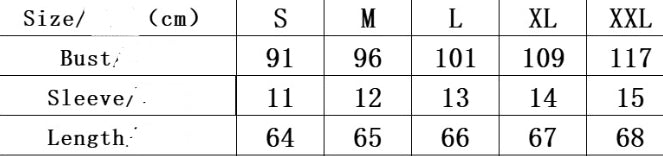 Size Chart - Solid Color Double Sleeve V-neck Loose Short Sleeve