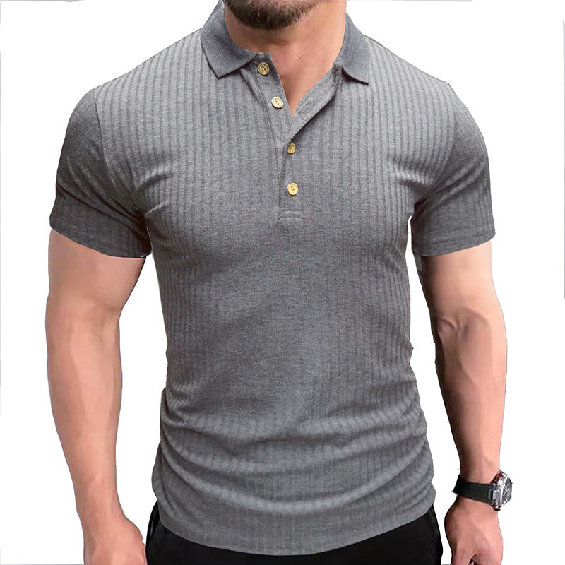 Men's Polo Short Sleeve Lapel T Shirt Solid Color Casual Cotton Blend Tee For Everyday Wear And Comfort