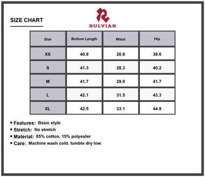 Size Chart - Women's Baggy Jeans Front Pockets Loose Fit Durable Premium Denim Pants for Casual Everyday Wear Versatile Modern Fashion