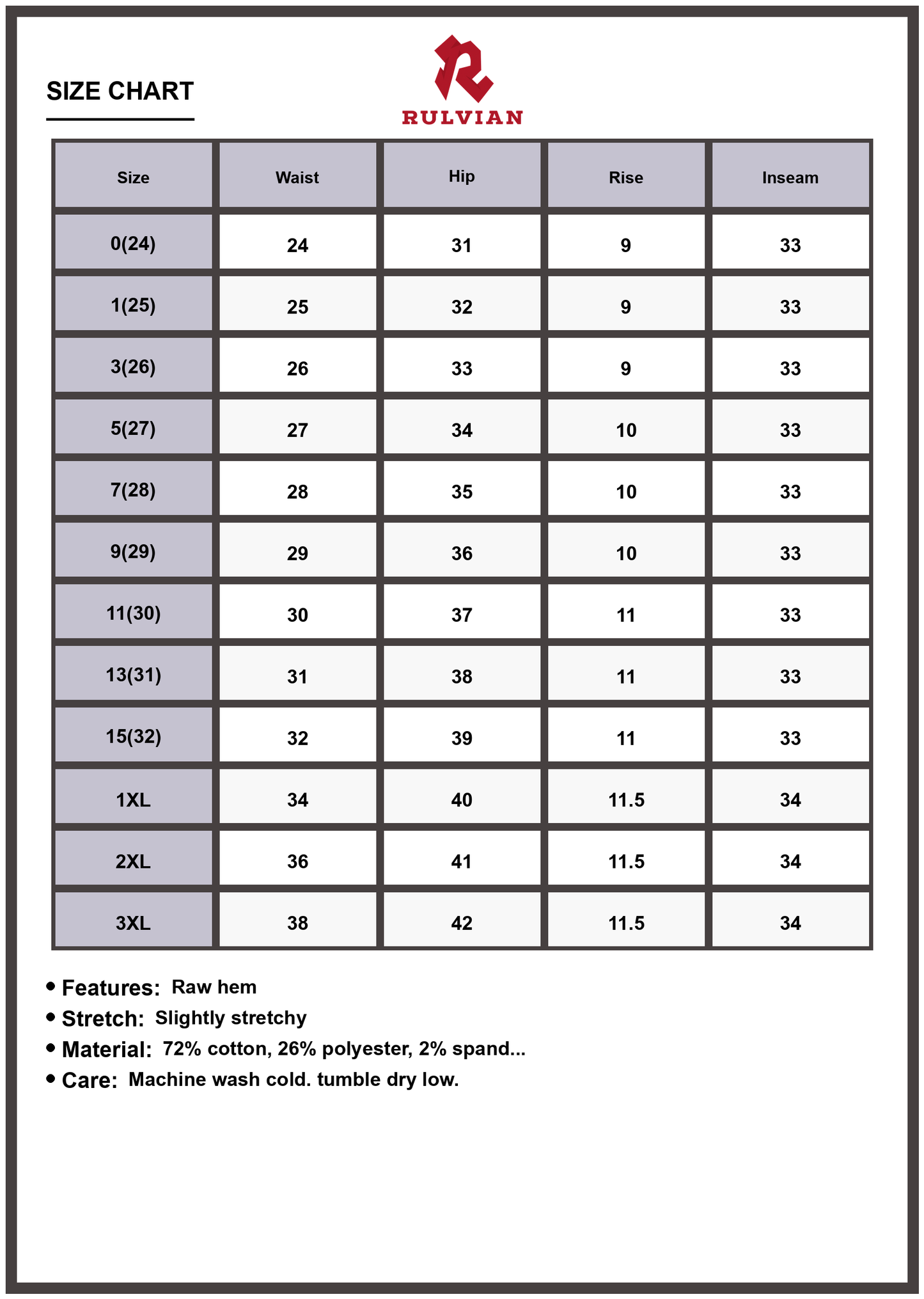 Size Chart - Women's Plus Size Tummy Control Mid Rise Flare Jeans Slimming Denim Pants Raw Hem Bootcut Fashionable Versatile Chic