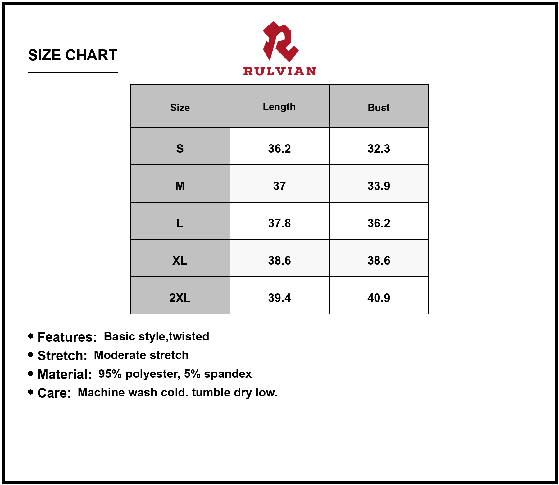 Size Chart - Women's Twist Front V Neck Short Sleeve Casual Dress 95% Polyester 5% Spandex Comfortable Effortless Chic Everyday Wear