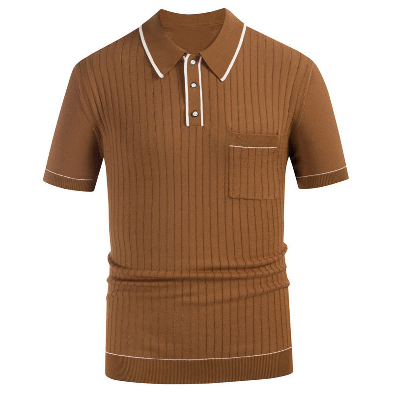 Men's Lapel Short-sleeved Polo Shirt in Ice Silk 100% Fabric for Everyday Casual Comfort and Easy Care