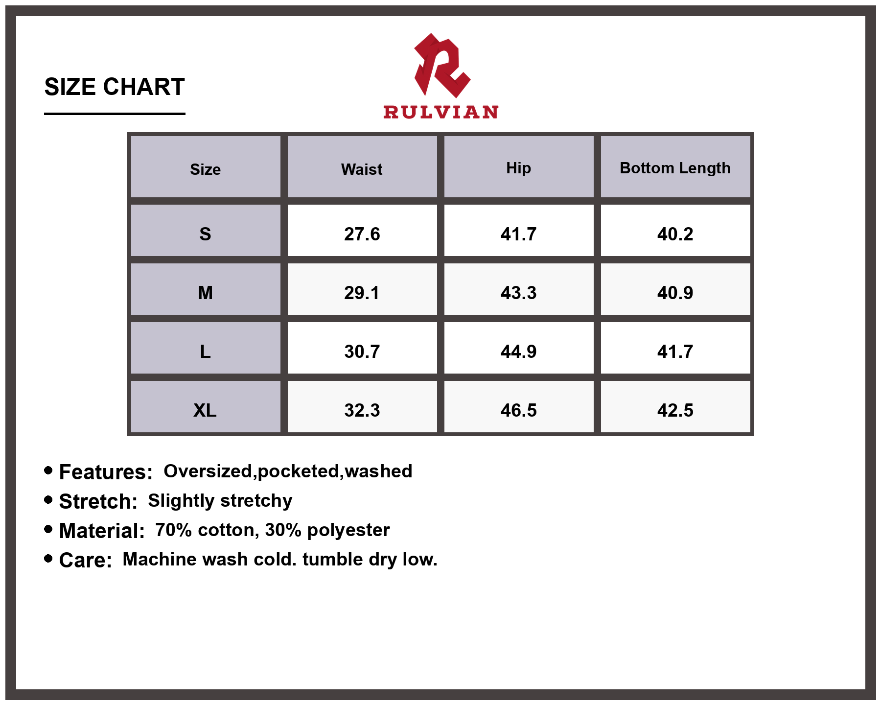 Size Chart - Men's Striped Wide Leg Balloon Jeans Oversized Fit with Pockets Premium Casual Trouser Pants for Everyday Wear