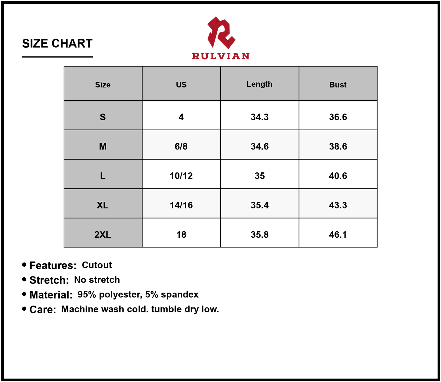 Size Chart - Women's Printed V Neck Sleeveless Mini Dress with Cutout Detail Flowy Silhouette Summer 95% polyester 5% spandex