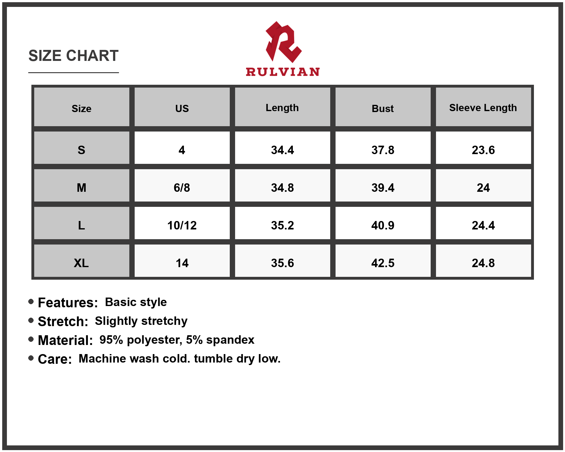 Size Chart - Women's One Shoulder Tie Waist Dress with Belted Stretch Fit Ninety Five % Polyester and Five % Spandex for Comfort