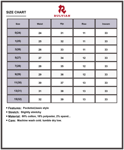 Size Chart - Women's High Rise Wide Leg Cuffed Jeans with Patch Pockets Premium Denim Button Fly Ankle Length Versatile Fit