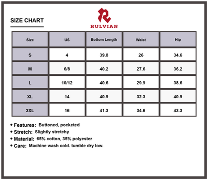 Size Chart - Women's Bootcut Jeans Star Embroidered Slightly Stretchy Buttoned Pocketed Premium Denim Flattering Durable Versatile Everyday Casual