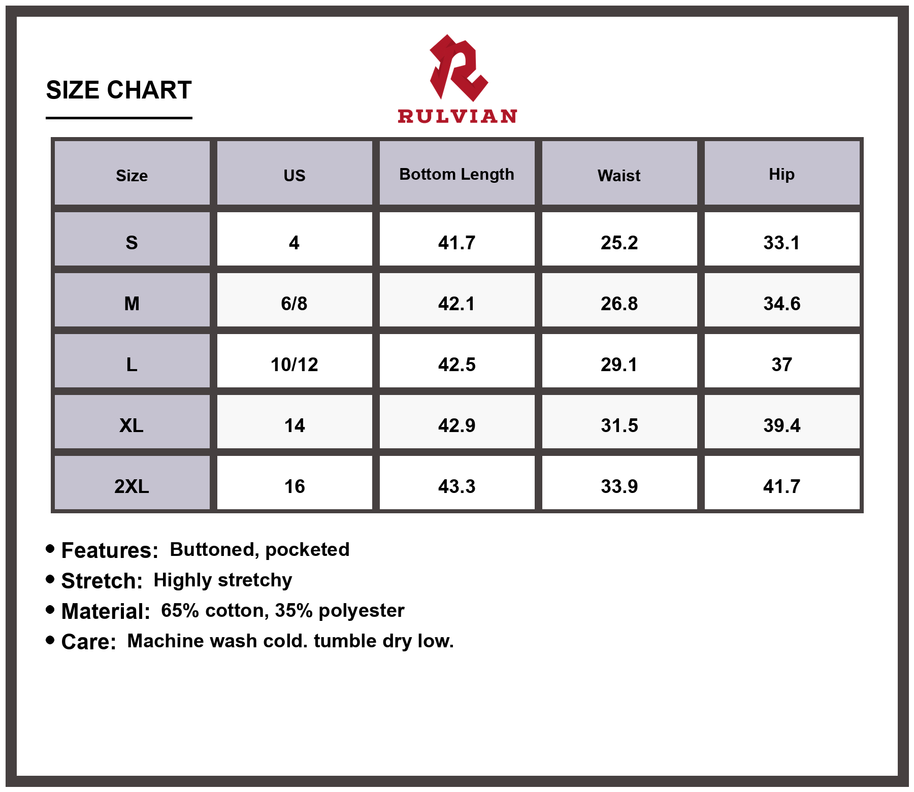 Size Chart - Women's Flare Jeans High Waisted Stretchy Button Closure Pockets Bell Bottom Denim Pants Casual Fashionable Versatile