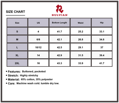 Size Chart - Women's Flare Jeans High Waisted Stretchy Button Closure Pockets Bell Bottom Denim Pants Casual Fashionable Versatile