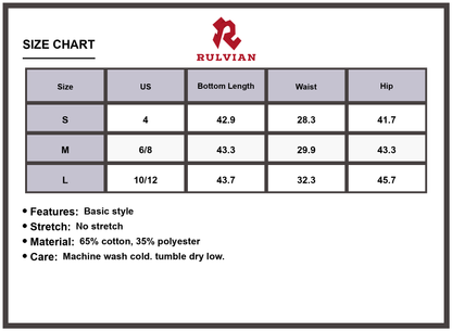 Size Chart - Women's Cuffed Jeans with Pockets High Waisted Straight Leg Durable Denim Look for Casual Everyday Wear Versatile Fashion
