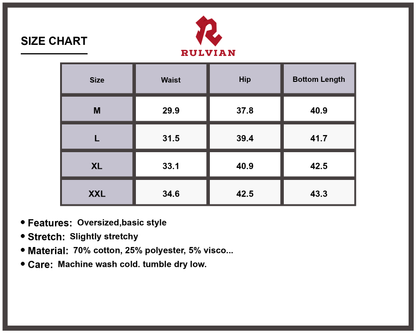 Size Chart - Men's Embroidered Wide Leg Jeans Oversized Loose Fit Casual Denim Pants Premium Durable Versatile Streetwear Apparel