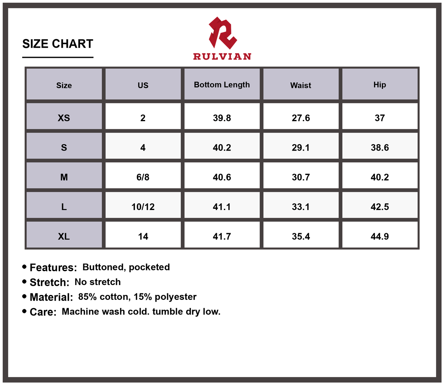 Size Chart - Women's Classic Straight Leg Jeans Buttoned High-Rise Pockets Durable Construction Versatile Everyday Wear Trendy Bottoms