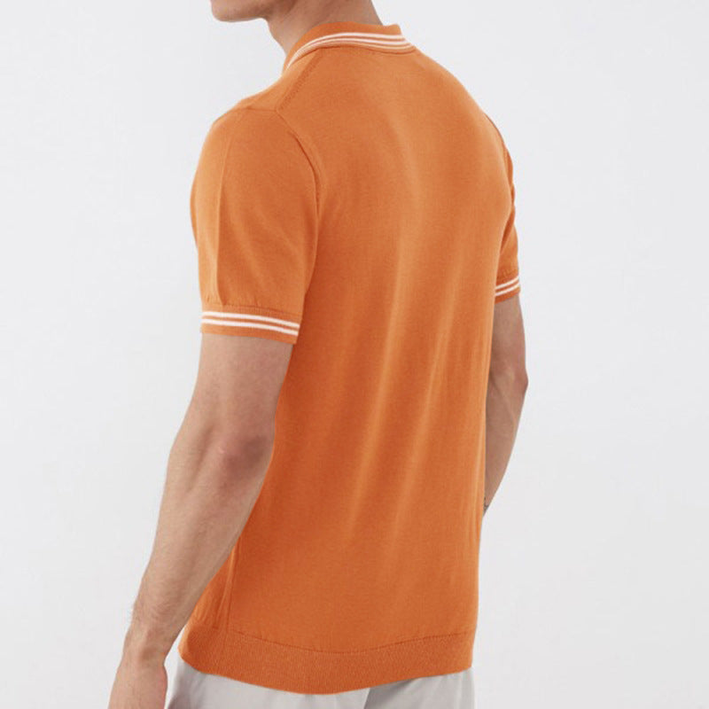 Men's Solid Knit Polo Shirt 100% Cotton Short Sleeve Casual Top for Everyday Comfort and Everyday Style