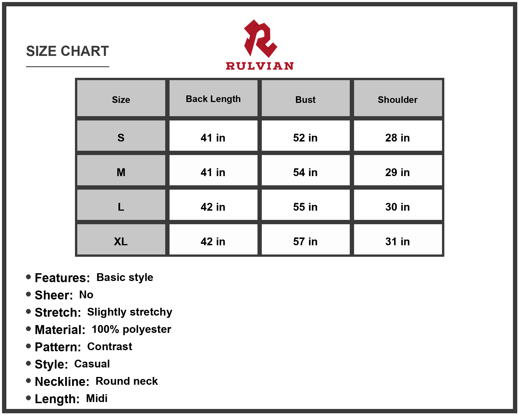 Size Chart - Women's Color Block Round Neck Midi Dress with Short Sleeves Casual Everyday Style Machine Wash Cold Polyester %