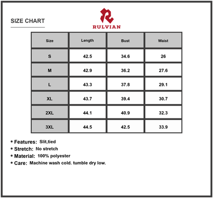 Size Chart - Women's Full Size Slit Sweetheart Neck Cami Dress Plus Size Tied Strap Detailing Polyester Fabric 100% Polyester
