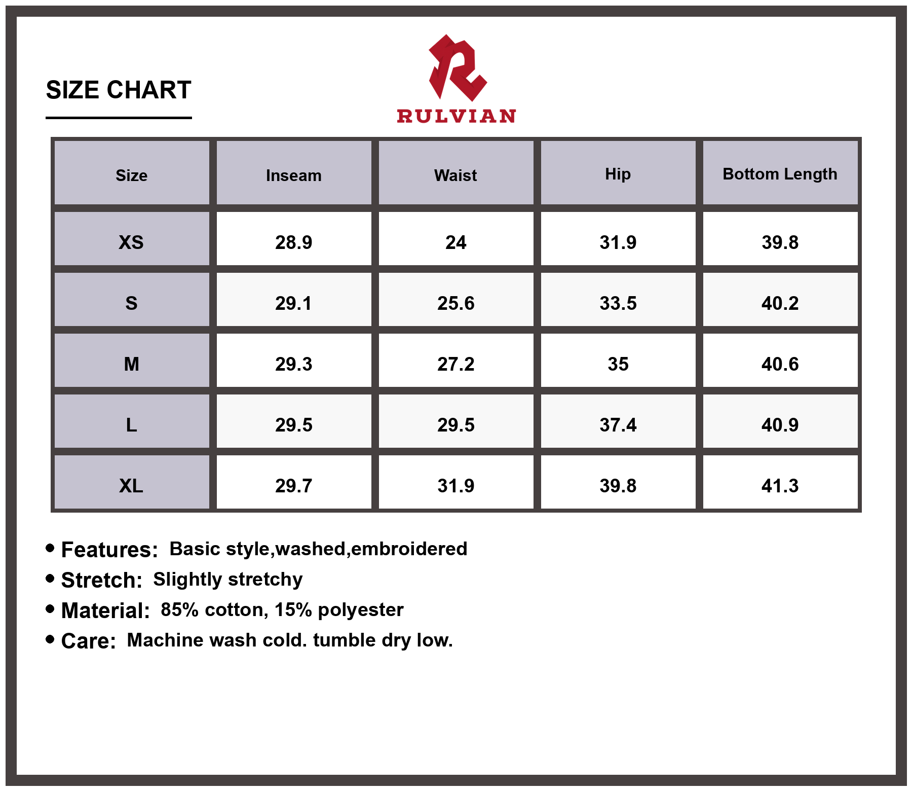 Size Chart - Women's Embroidered Washed Bootcut Jeans Slightly Stretchy Premium Quality Casual Everyday Fashionable Denim Pants for Women
