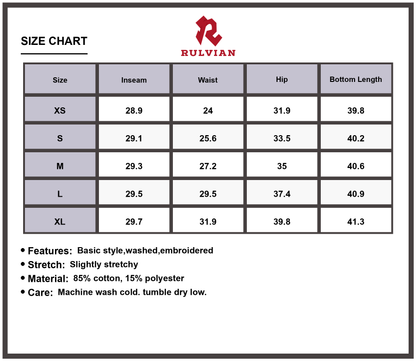 Size Chart - Women's Embroidered Washed Bootcut Jeans Slightly Stretchy Premium Quality Casual Everyday Fashionable Denim Pants for Women