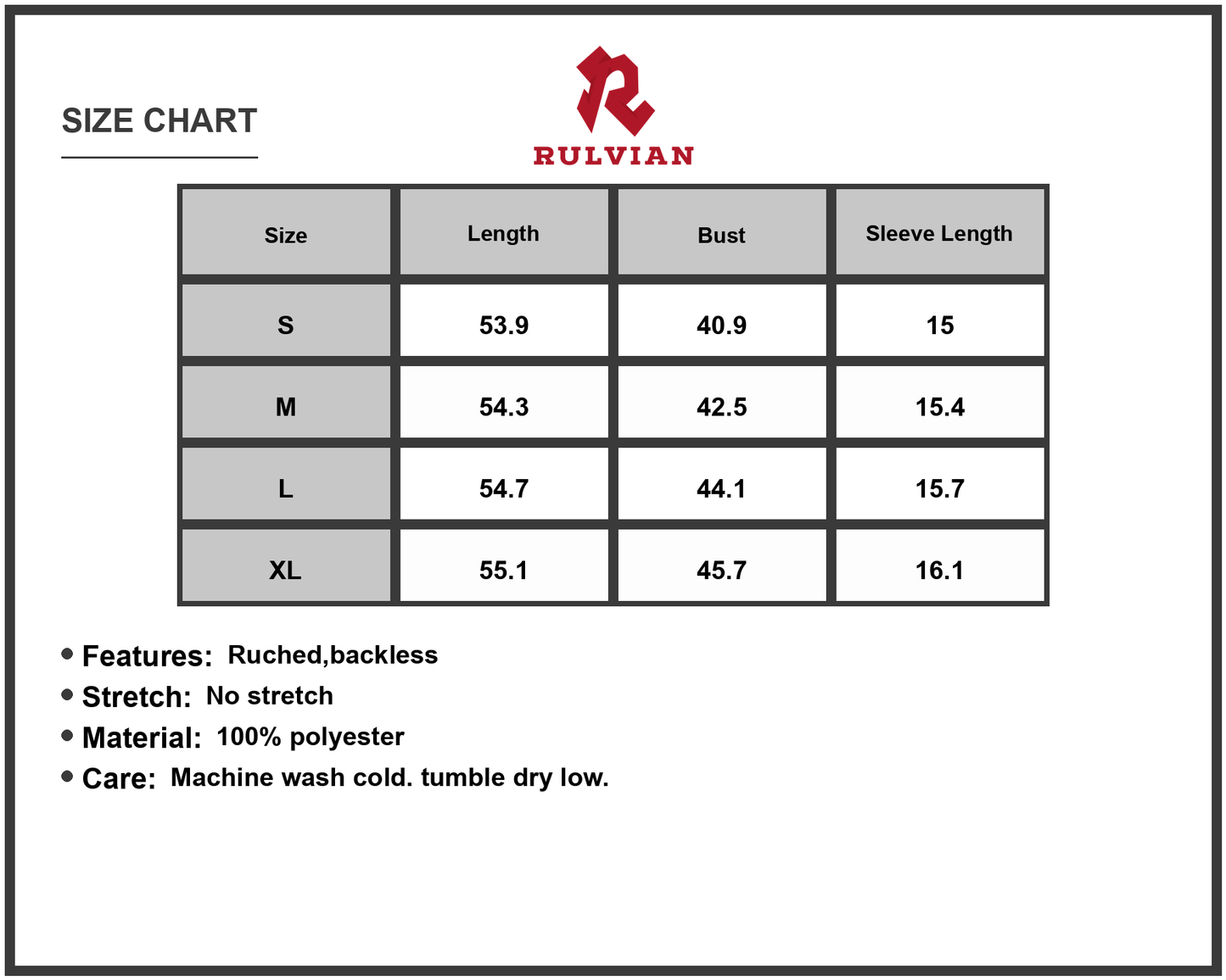 Size Chart - Women's V neck Midi Dress Ruched Backless 100% Polyester Fabric Comfortable Everyday Wear Party Occasions For Evening