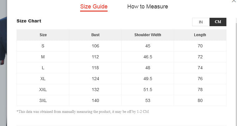 Size Chart - Summer Men's Button Pocket Sports T-shirt