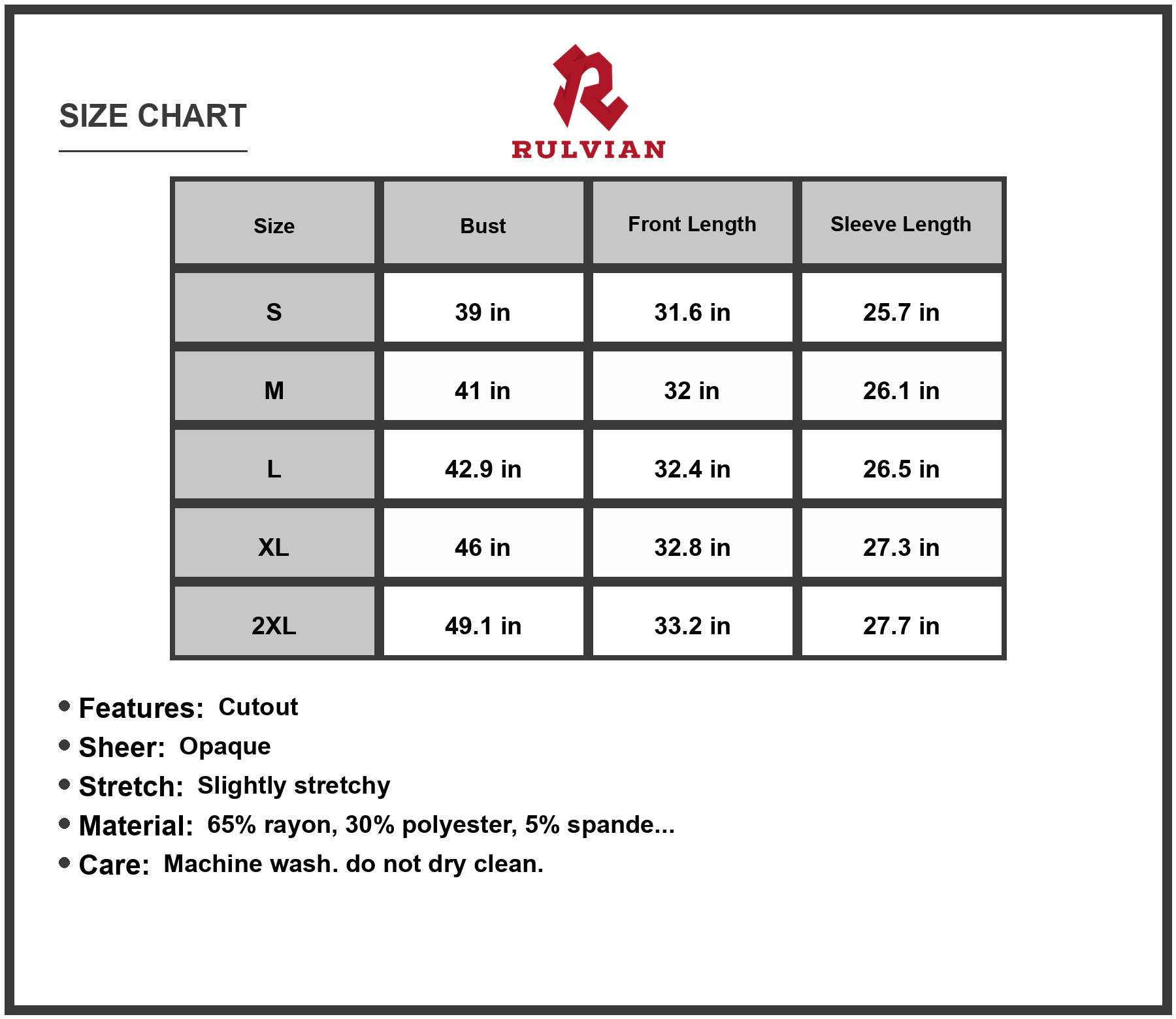 Size Chart - Women's V neck Cutout Sleeve Mini Dress 65% rayon 30% polyester 5% spandex for Evening Party Night Out Trendy Now
