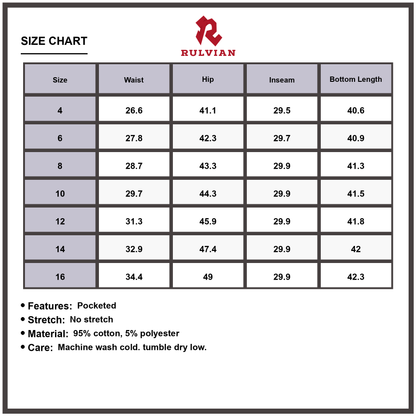 Size Chart - Women's High Waist Wide Leg Pocketed Jeans Durable Fashionable Premium Versatile Denim Pants for Casual Everyday Wear