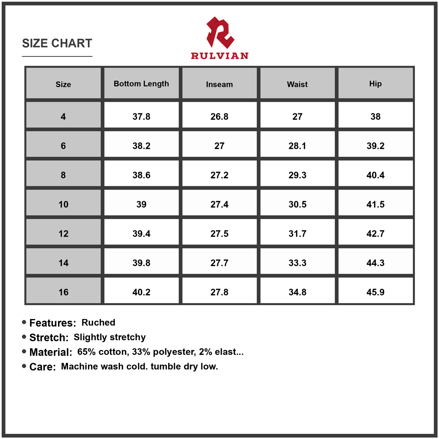 Size Chart - Women High Waist Wide Leg Pleated Denim Jeans with Ruched Detail for Casual Everyday Wear Durable Comfort and Stretch