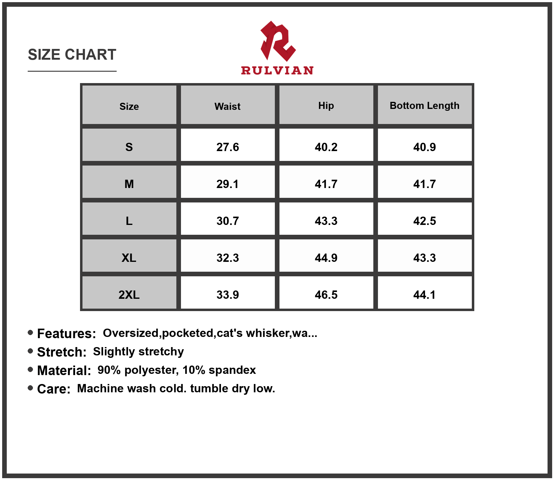 Size Chart - Mens Wide Leg Jeans Vintage Wash Oversized Fit with Pockets Cats Whisker Style Durable Casual Everyday Wear For Men
