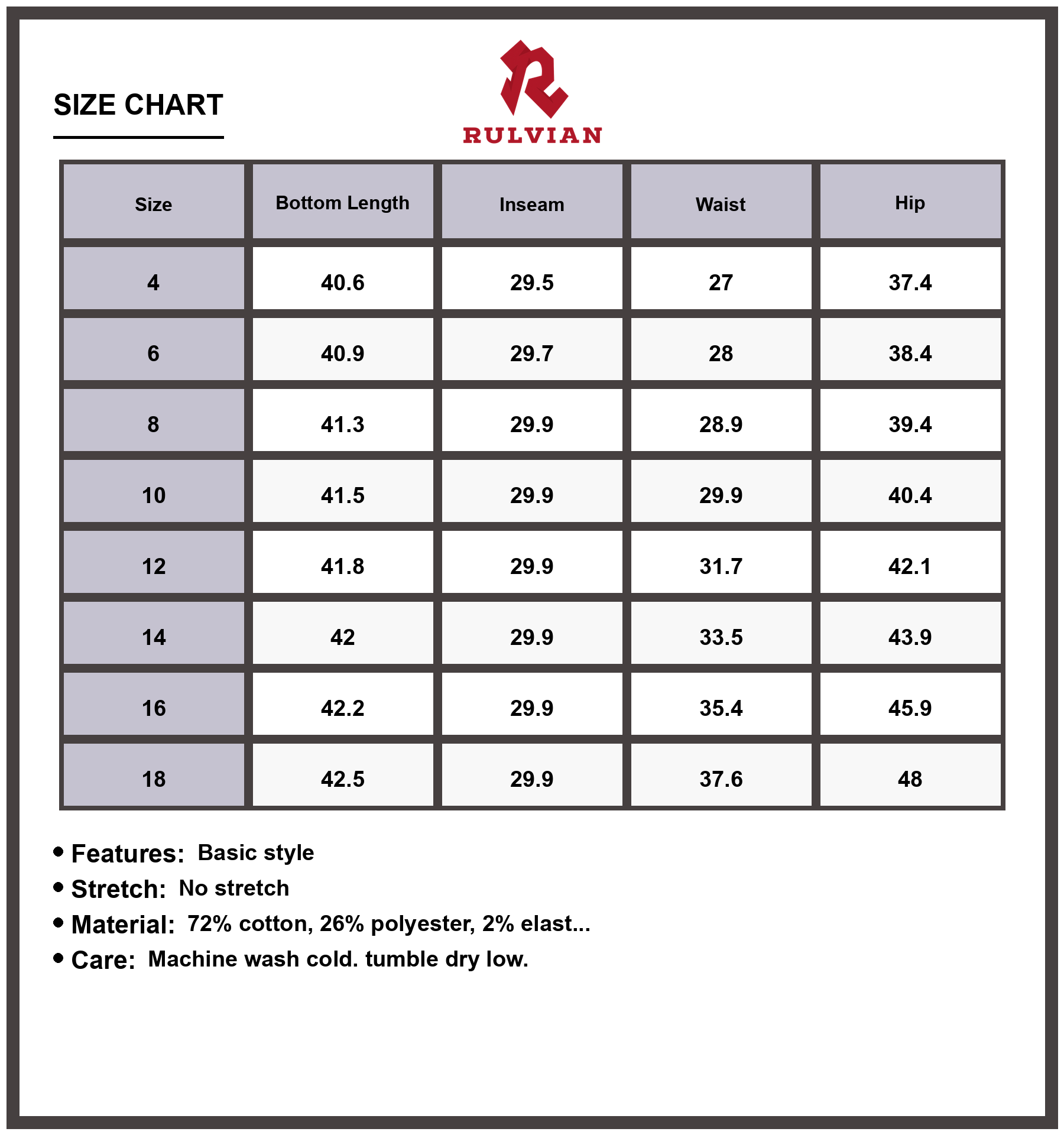 Size Chart - Women's Mid Rise Asymmetrical Waist Wide Leg Jeans Premium Durable Casual Fit Everyday Wear Modern Fashion Chic Design