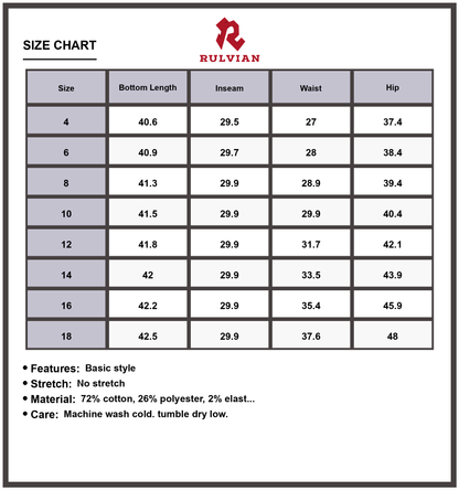 Size Chart - Women's Mid Rise Asymmetrical Waist Wide Leg Jeans Premium Durable Casual Fit Everyday Wear Modern Fashion Chic Design