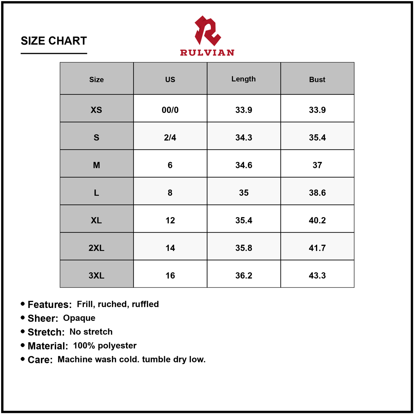 Size Chart - Women's Frill V neck Tie Shoulder Mini Dress 100% Polyester Sheer Look Ruched Frilled Hem for Party Dress Evening