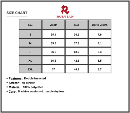 Size Chart - Women's Double Breasted Short Sleeve Dress with Timeless Silhouette and 100% Polyester Fabric for Easy Care Everyday