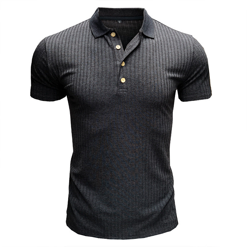 Men's Polo Short Sleeve Lapel T Shirt Solid Color Casual Cotton Blend Tee For Everyday Wear And Comfort