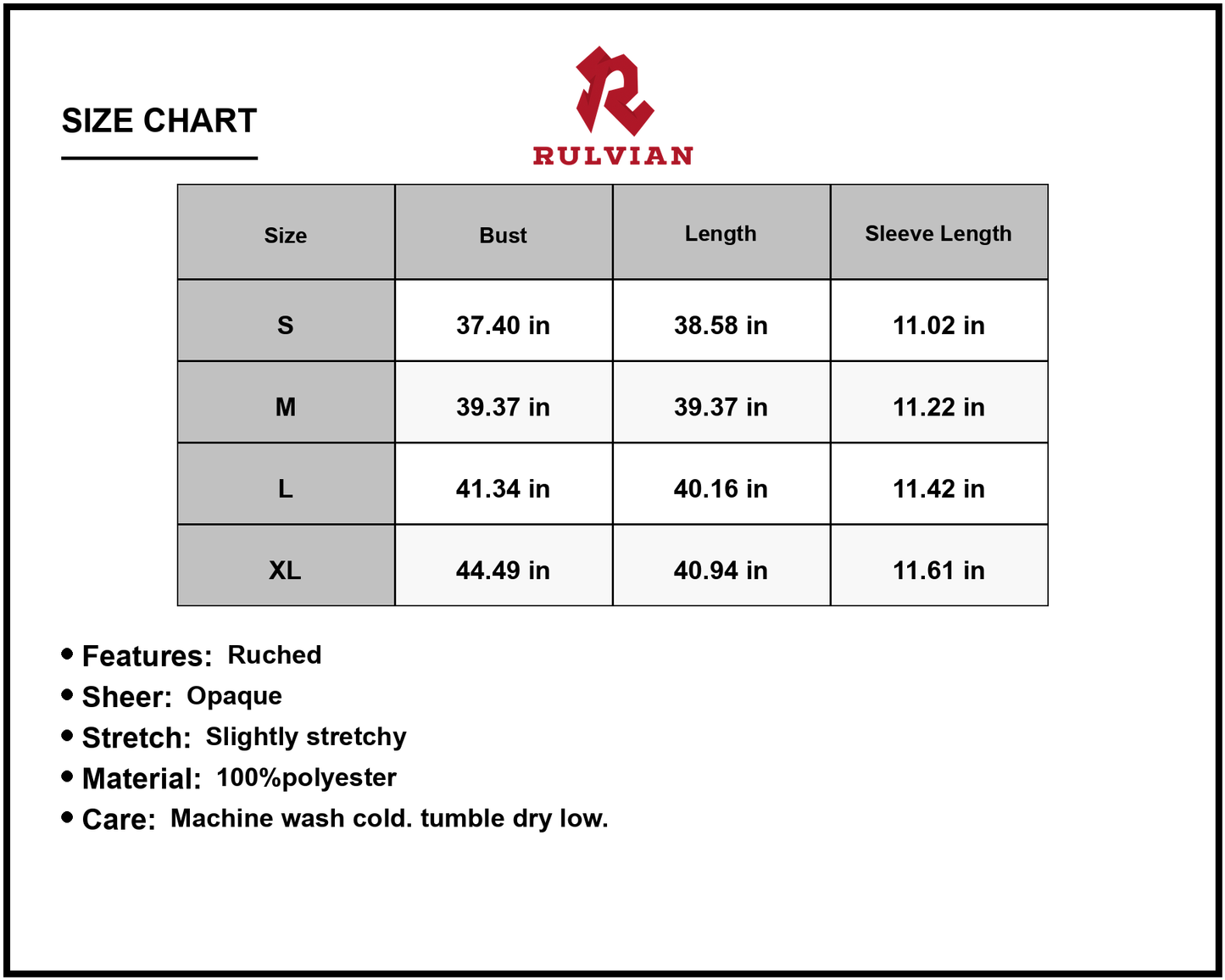 Size Chart - Women's Ruched Surplice Short Sleeve Dress 100% Polyester with Sheer Overlay and Stretchy Bodice for Evening Wear